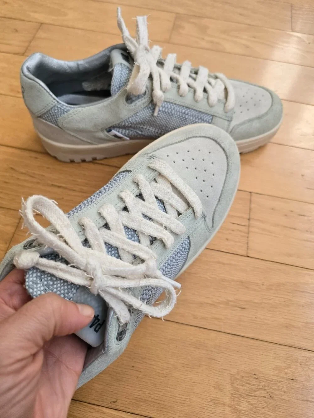 P448 | MASON icy blue leather boho sporty sneakers | WMS 10.5